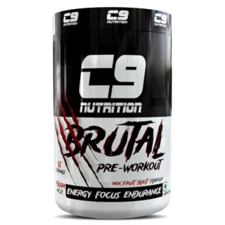 C9 Nutrition Brutal Pre-Workout – Mix Fruit Blast | 52 Servings | Explosive Energy, Pump & Endurance Formula