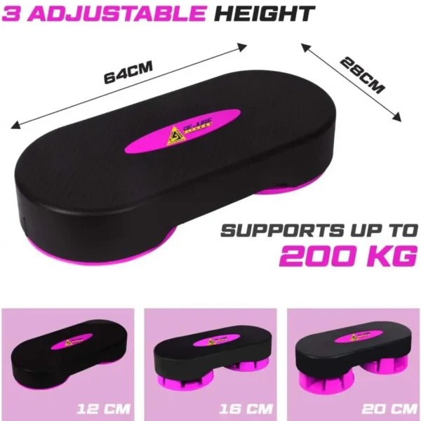 Aerobic Stepper – Adjustable Height 3-in-1 | Non-Slip Fitness Step Board for Cardio & Home Workouts (Up to 8 Inch) - Image 2