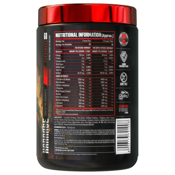 Big Muscles Karnage Pre-Workout | 300g | Flavour: Fruit Punch | Watermelon Lime - Image 2