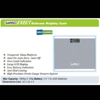 Samso Exect Digital Bathroom Weighing Scale | Ultra-Slim Body Weight Monitor with LCD Display