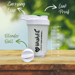 WishFit Shaker – Compact 500ml Protein Shaker Bottle with Blender Ball