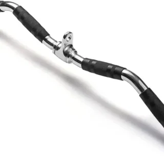 EZ Curl Bar Cable Attachment | Chrome Steel Bar with Rotating Swivel for Biceps & Triceps Workouts