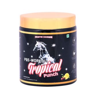 NutriSpark White Horse- Pre work out Workout Supplement with Creatine HCl, Beta-Alanine, Glutamine - Energy and Muscle Management, Unisex-Tropical Punch-275gm
