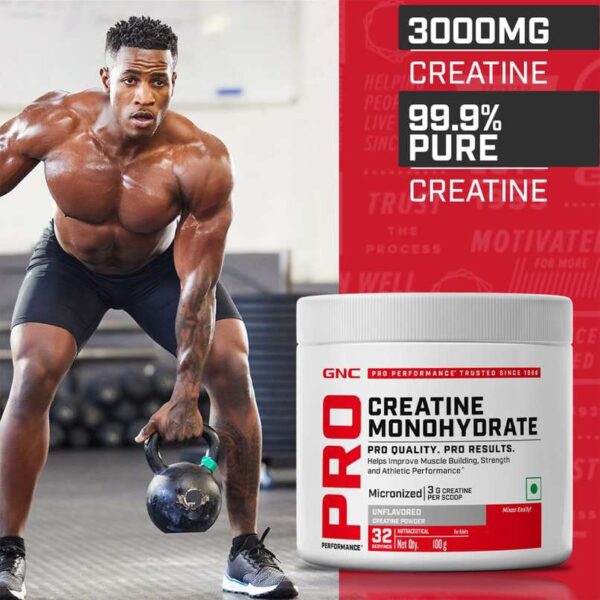 GNC Pro Performance Creatine Monohydrate – Unflavoured (100g / 32 Servings) - Image 4