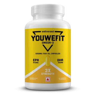 YouWeFit Triple Strength Omega-3 Fish Oil 1250mg – 60 Capsules | 540mg EPA & 360mg DHA | No Fishy Burps | For Joint, Heart & Muscle Health
