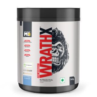 MuscleBlaze Pre Workout WrathX with Creapure® | Energy, Strength & Focus Booster | 300g – Multiple Flavours