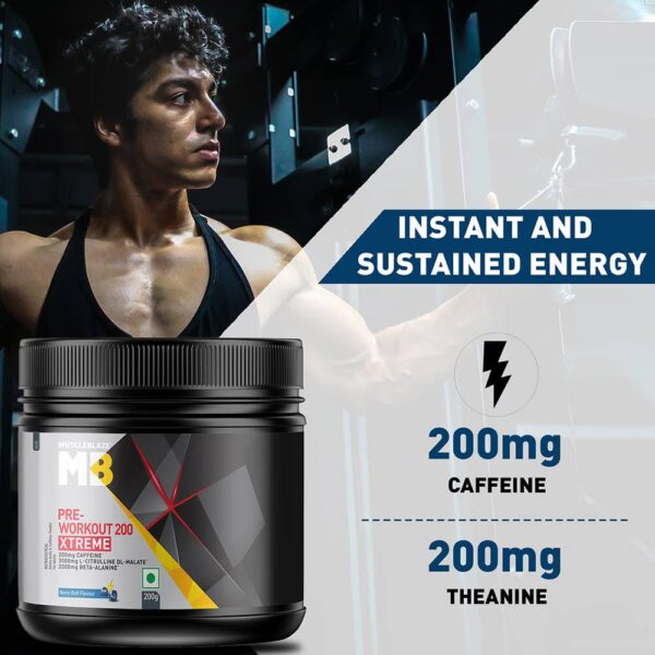 MuscleBlaze Pre Workout 200 Xtreme | Energy, Focus & Muscle Pump | 200mg Caffeine | 3000mg Citrulline | 6.5g | 30 Servings - Image 9