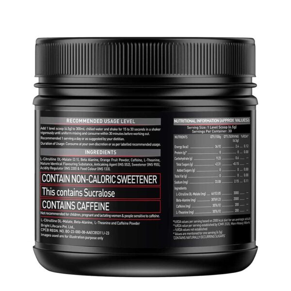 MuscleBlaze Pre Workout 200 Xtreme | Energy, Focus & Muscle Pump | 200mg Caffeine | 3000mg Citrulline | 6.5g | 30 Servings - Image 10