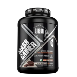 Gibbon Nutrition Pro-Series Mass Gainer – Rich Chocolate | 27g Protein + Creatine & Glutamine | 3kg