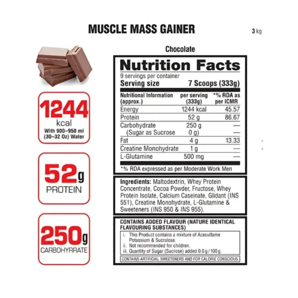 Labrada Muscle Mass Gainer | Protein | Chocolate Flavor (3 kg / 6.6 lbs) - Image 4