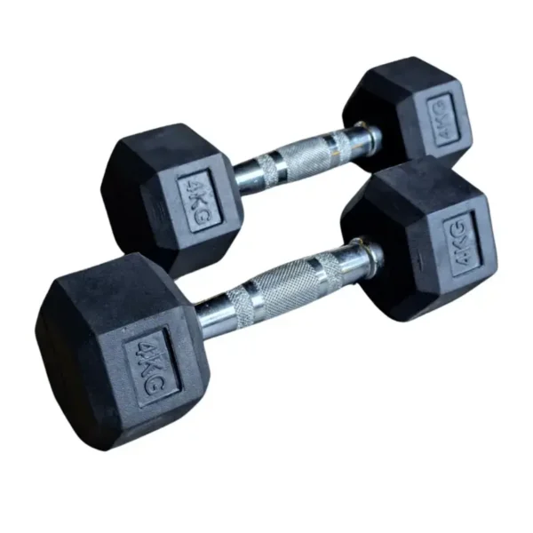 4KG Hexagon Dumbbells Pair (8KG Total) | Rubber-Coated Dumbbells for Home & Strength Workouts