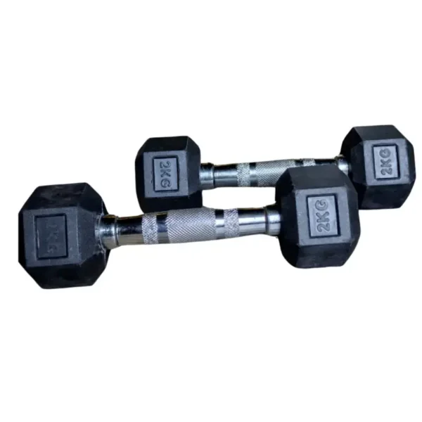2KG Hexagon Dumbbells Pair (4KG Total) | Rubber Coated Dumbbells for Home & Studio Workouts